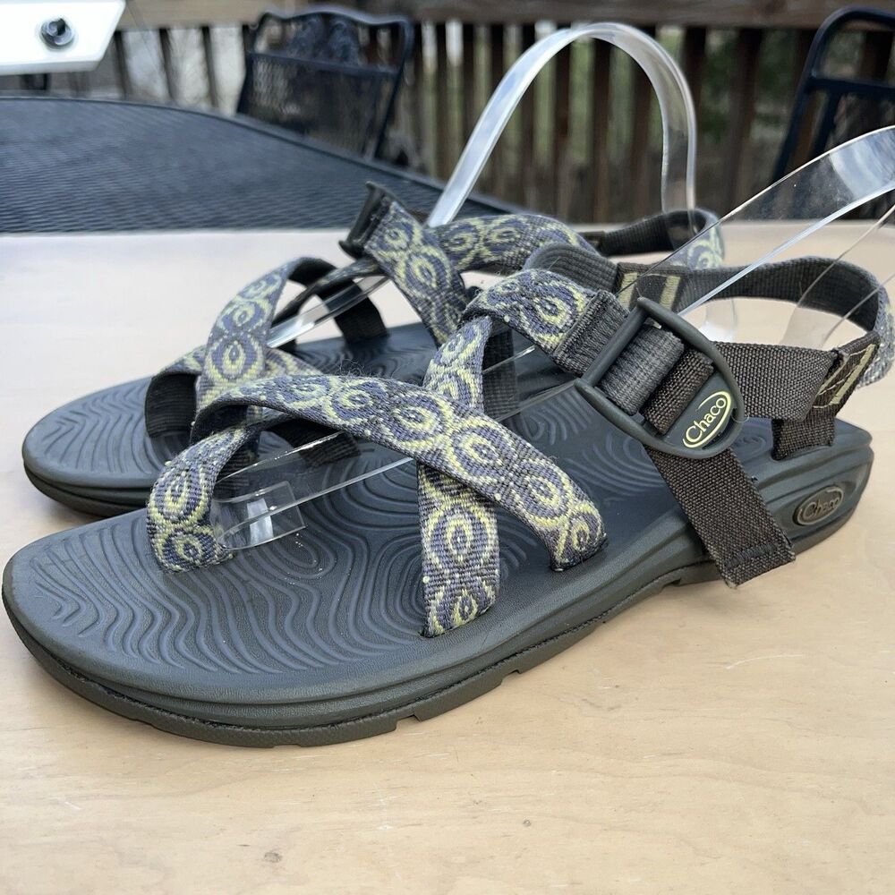 Chaco Gray Yellow Geometric Strappy Outdoor Comfort Hiking Women Sandals Size 9